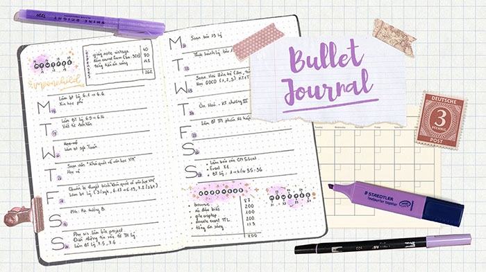 Những dụng cụ trang trí nào phổ biến được sử dụng trong bullet journal?