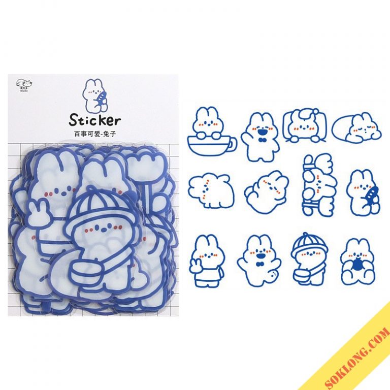 Bộ Sticker hình Gấu Béo – Thỏ dễ thương dán sổ, nhán dãn trang trí ...